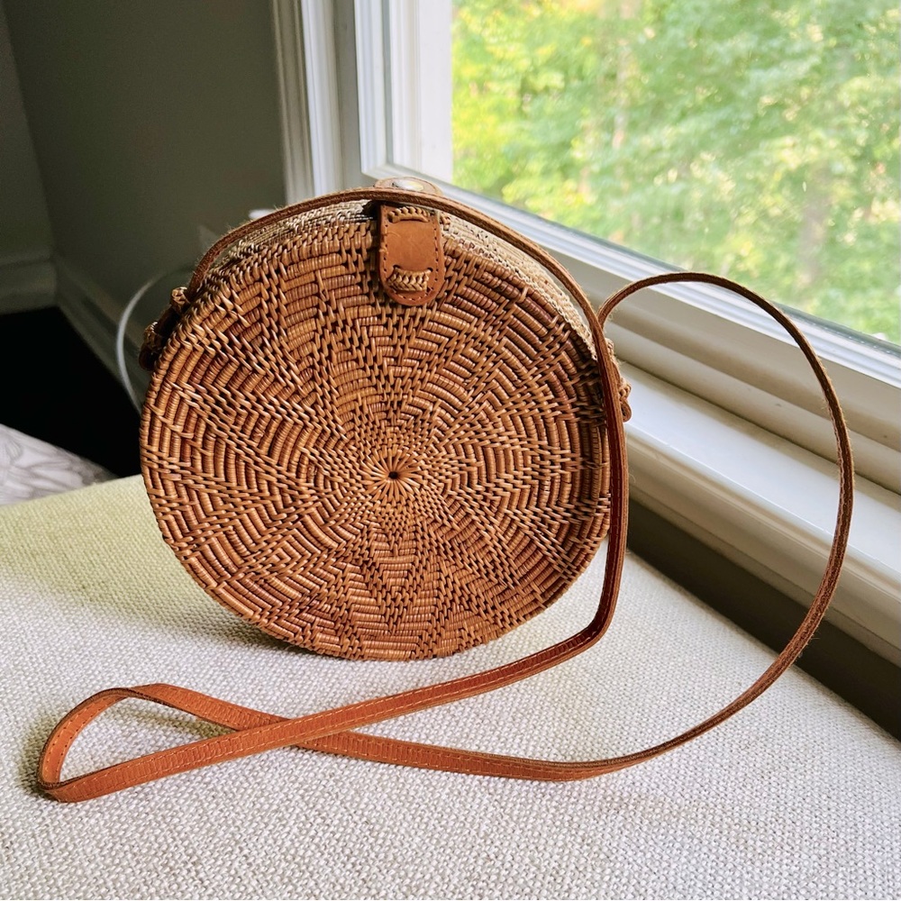 Round Woven Bag - Boho crossbody purse